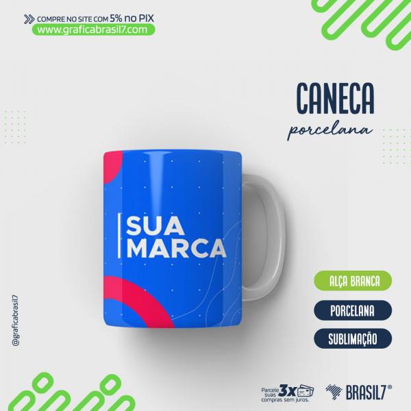 Caneca de Porcelana Alça Branca