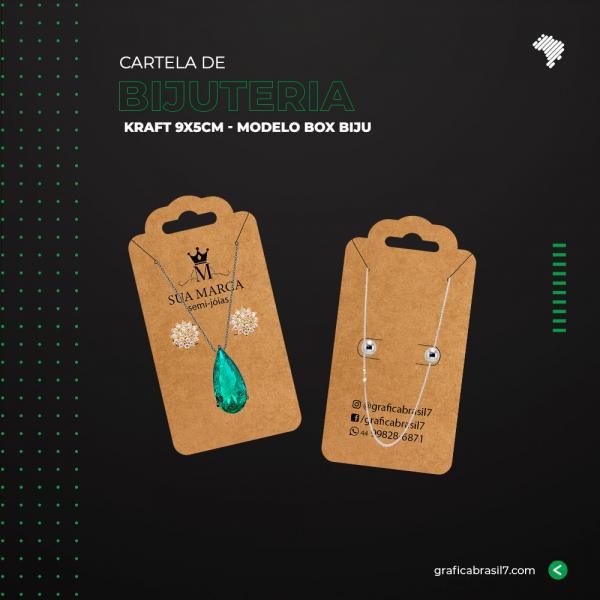 Cartela de Bijuteria Colar e Brinco em Kraft | Arte + Impressão