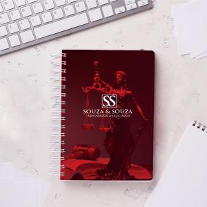 AGENDA PERMANENTE Miolo Padrão Capa Dura + 320 páginas Padrão sulfite 63g 14x20cm Capa Personalizada Capa Laminação Fosca Wire-o Branco Miolo Padrão - (160 folhas) com 320 páginas