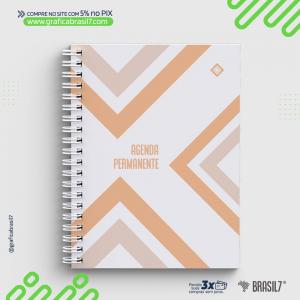 AGENDA PERMANENTE Miolo Padrão Capa Dura + 320 páginas Padrão sulfite 63g 14x20cm Capa Personalizada Capa Laminação Fosca Wire-o Branco Miolo Padrão - (160 folhas) com 320 páginas