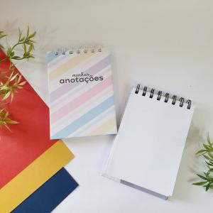BLOCO DE NOTAS  A6 10x15cm Capa e Wire-o Wire-o | 50 Folhas (100pgs) Tam. Final 10,5x14,8cm  Capa e Contra-Capa Personalizadas  