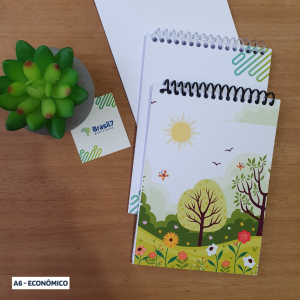 BLOCO DE NOTAS A6 Encadernado Espiral/Wire-o Capa Mole Espiral | 40 Folhas (80pgs) A6 10,5x14,8cm  Capa e Contra-Capa Personalizadas Embalagem Individual 