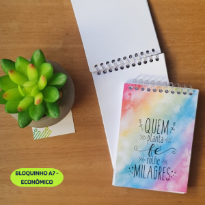BLOCO DE NOTAS  A7 Encadernado Espiral/Wire-o Capa Mole Espiral | 40 Folhas (80pgs) A7 7,4x10,5cm  Capa e Contra-Capa Personalizadas Embalagem Individual 