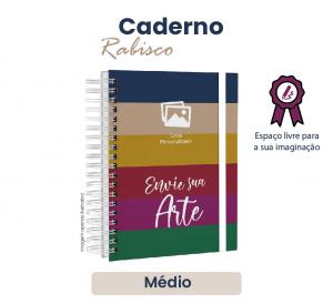 CADERNO RABISCO A5 Capa Dura 100Fls Capa Dura. Encadernação c/ Wire-o. Tamanho Médio 14,8x21cm. Miolo branco sulfite 90g s/ Impressão | 100 Folhas (200pgs). Laminação Brilho. Fechamento c/ Elástico Colorido. Embalagem Individual.