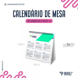 Calendário de Mesa com Wire-o 9,8x9,8cm 24 páginas Couché Brilho 150g 9,8x9,8 cm 4x4 colorida frente e verso Base sem Impressão Wire-o Preto 
