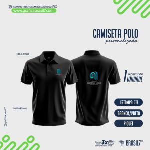 Camiseta Polo Piquet Tecido Malha Piquet Gola Polo Impressão Estampa DTF Textil   