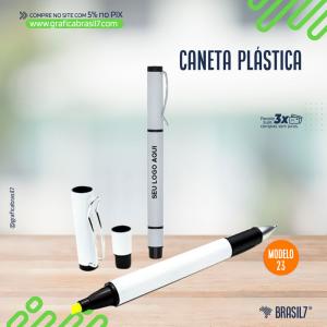 CANETA PLÁSTICA  Mod 23 Com Marca-Texto Plástico 0,7x5cm     