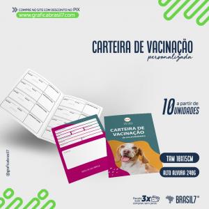 Cartão Carteirinha de Vacinação Personalizada 10x15 cm Apergaminhado 240g 14,8x10,5cm  (Fechado) | 14,8X21cm (aberto) 4x4 colorida F/V sem verniz 1 Vinco Central 