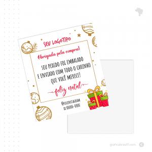 Cartão de Agradecimento e Boas Festas | Natal Couchê 250g 9x10cm (padrão) 4x0 impressão só frente Verniz total frente  