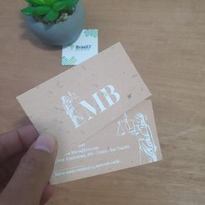 CARTÃO DE VISITA Papel Semente Papel Semente 230g (100% biodegradável). 8,8x4,8cm. 4x4 Impressão Colorida frente e verso.  Corte Reto. LINHA NATURAL.