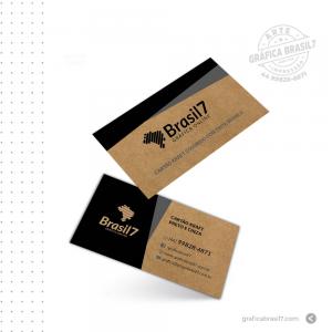 Cartão de visita Kraft - Impressão só preta Kraft 300g 9x5 cm (padrão) 1x1 impressão F/V Sem Verniz Corte reto 