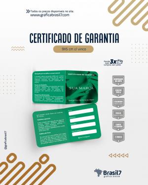 Certificado de garantia para semijoias Couche 300g 9x5cm (aberto), 4,3x4,8 (fechado) 4x4 impressão F/V Fosco 4 cantos arredondados 1 Vinco Central