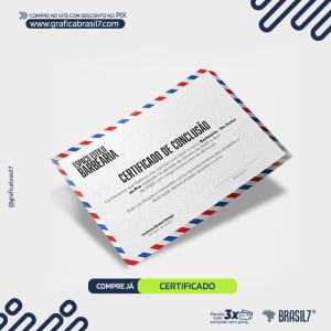 Certificado de Participação Alta Alvura 240g A4 21x29,7 cm 4x0 impressão só frente  Corte Reto 
