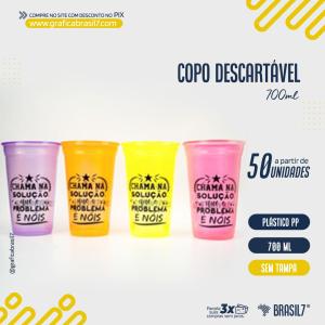 COPO DESCARTÁVEL 700ml NEON Personalizado Plástico PP Cristal 6,5x10x15,6cm 1x1 preto e branco, frente e verso Impresso em Serigrafia Sem Tampa 