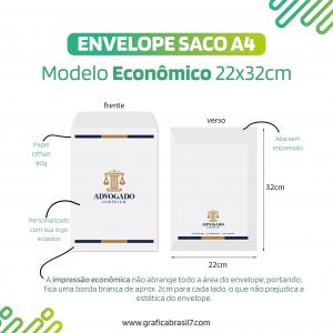ENVELOPE SACO A4 22x32cm Branco c/ Logo - Econômico