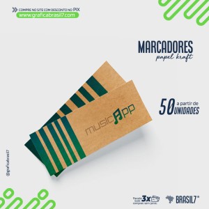 MARCA-PÁGINA Kraft Kraft 5x18cm 4x4 Impressão F/V  Corte Reto 