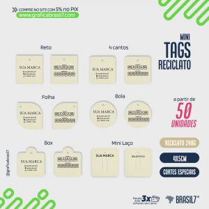 Mini Tags Reciclato - Cortes Especiais Reciclato 240g 4,3x4,8cm 4x4 Impressão F/V Sem Verniz  LINHA NATURAL