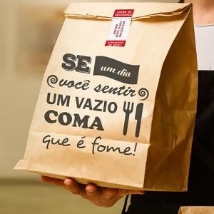 Saco em Kraft Modelo Delivery Com Frase Pronta Papel Kraft 80g Saco 34x14x24 cm   Frase Padrão - (Não pode se editado) Modelo Sem Personalização