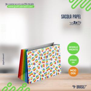 Sacola em Papel Estampa Padrão Arco Íris - Mod 006