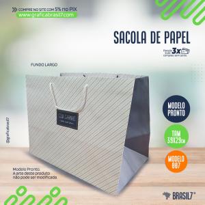 Sacola em Papel Estampa Padrão Listrado Fundo Largo - Mod 007 Sulfite 180g 39x29cm  Fundo largo com 23cm Alça Nylon Branca 35cm MODELO PADRÃO (NÃO É POSSÍVEL PERSONALIZAR)