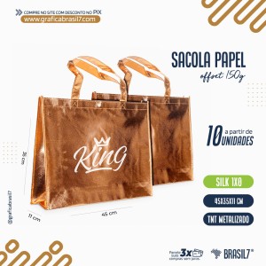 Sacola TNT Metalizado 45x35x11cm Cobre TNT 80g/m² Metálico H 45x35x11 cm Silk Monocromático   