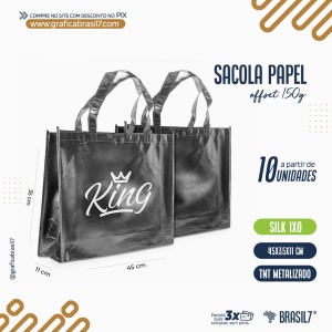 Sacola TNT Metalizado 45x35x11cm Preta TNT 80g/m² Metálico H 45x35x11 cm Silk Monocromático   