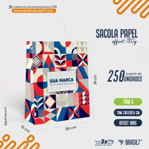 Sacolas em papel G 28x39x15cm