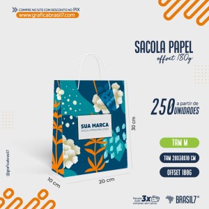 Sacolas em papel M 20x30x10cm