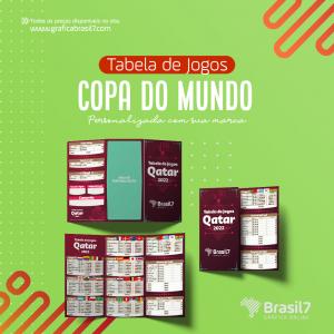 Tabela da Copa personalizada Couché Brilho 115g 10x20 cm (fechada) | 30x20cm (aberta) 4x4  colorida F/V Sem verniz 2 Dobras (3 partes) 